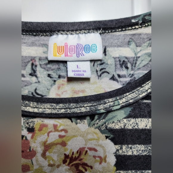 Lularoe Carly Dress • Stripes and Flowers - Picture 4 of 6